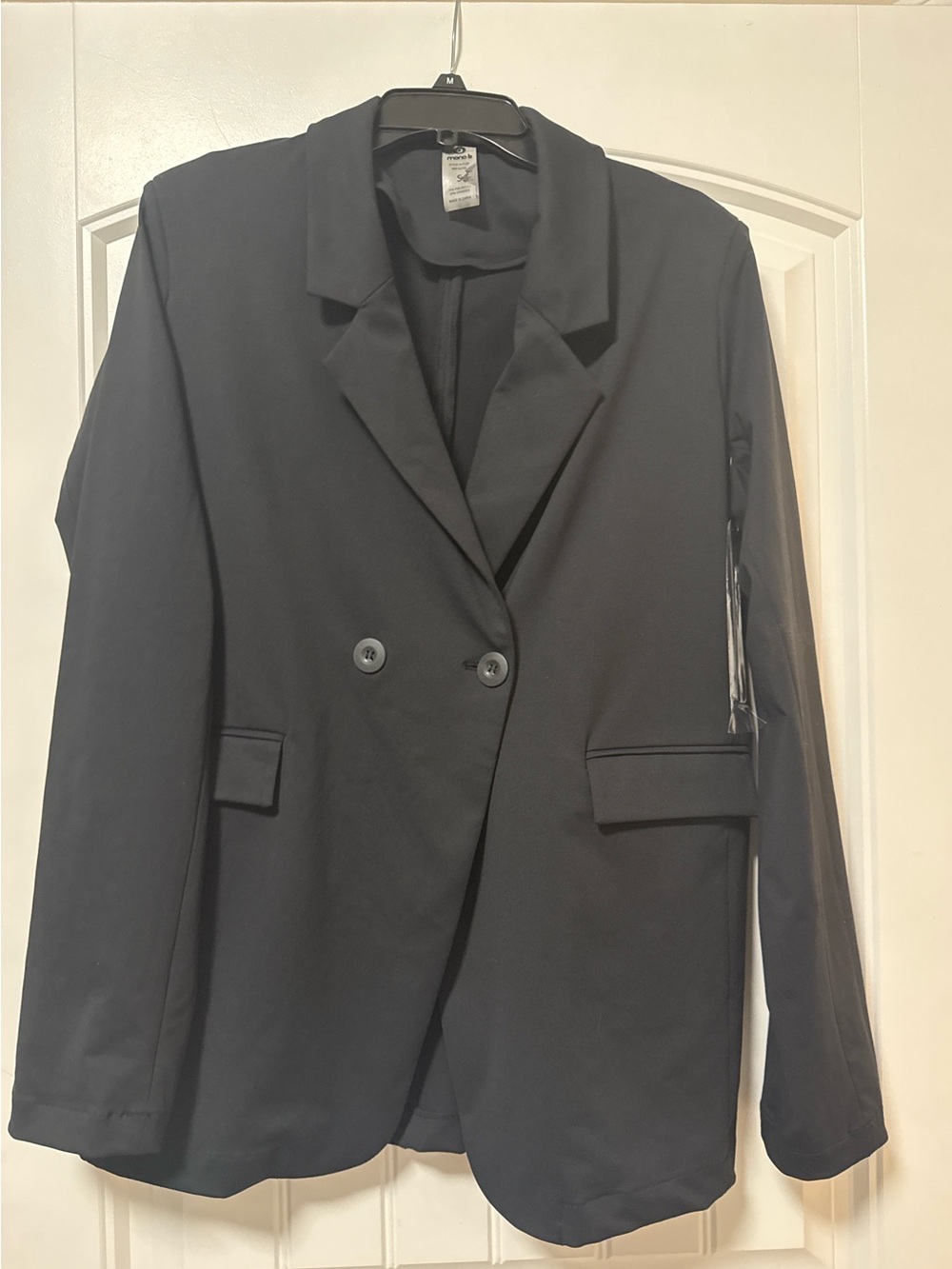 NWT Mono B Black Double Breasted Stretch Blazer Jacket